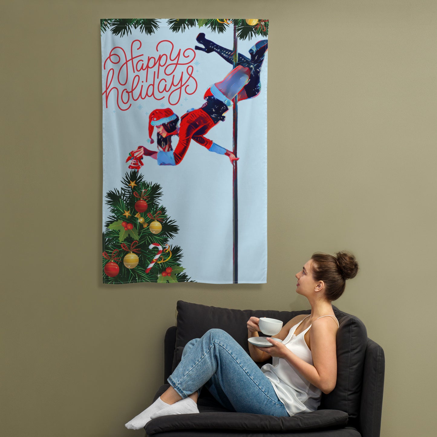 Happy Holidays Pole Flag