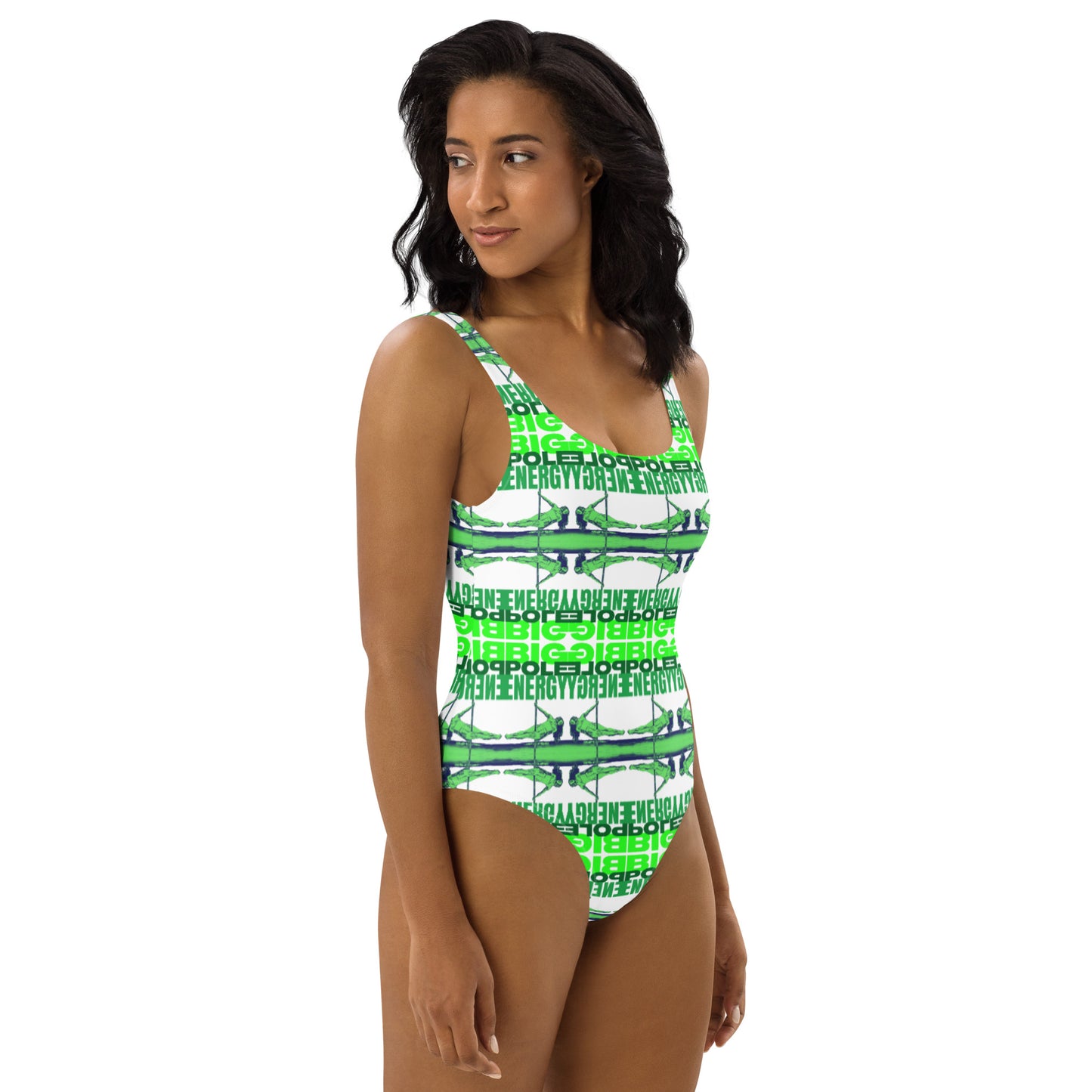 Big Pole Energy White and Green One Piece