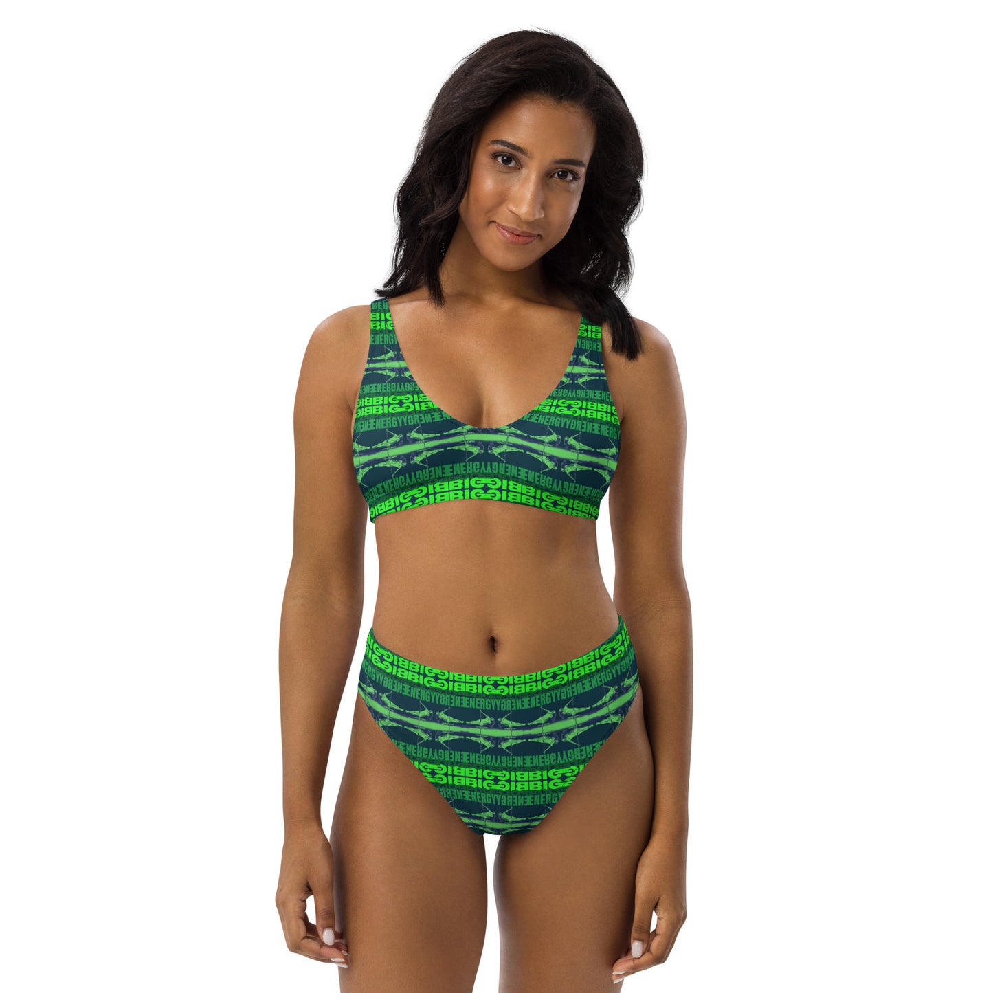 Big Pole Energy Bikini Blue and Green One Piece