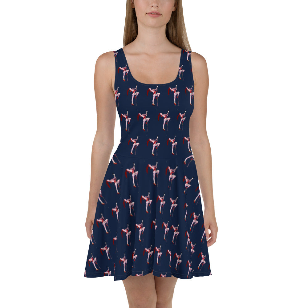 Inked Dancer Skater Dress - Navy