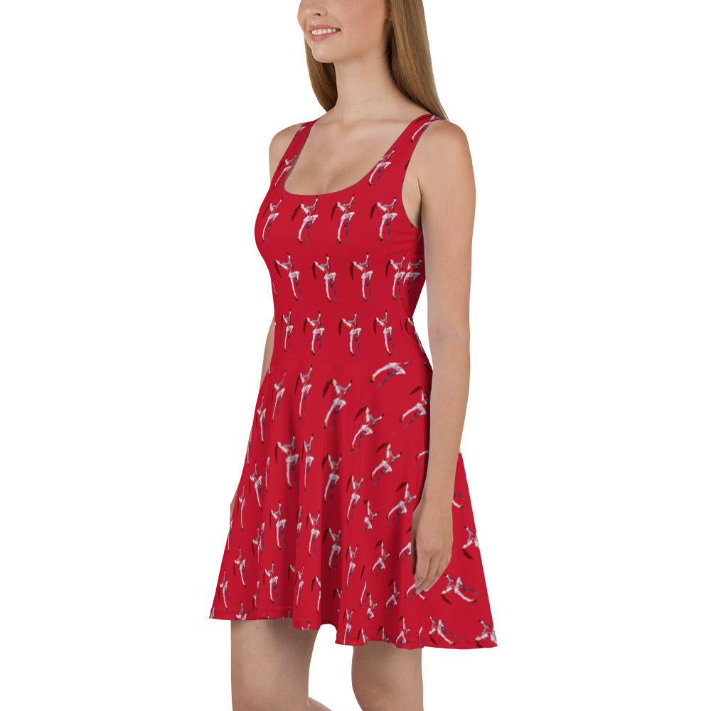 Inked Dancer Skater Dress - Red