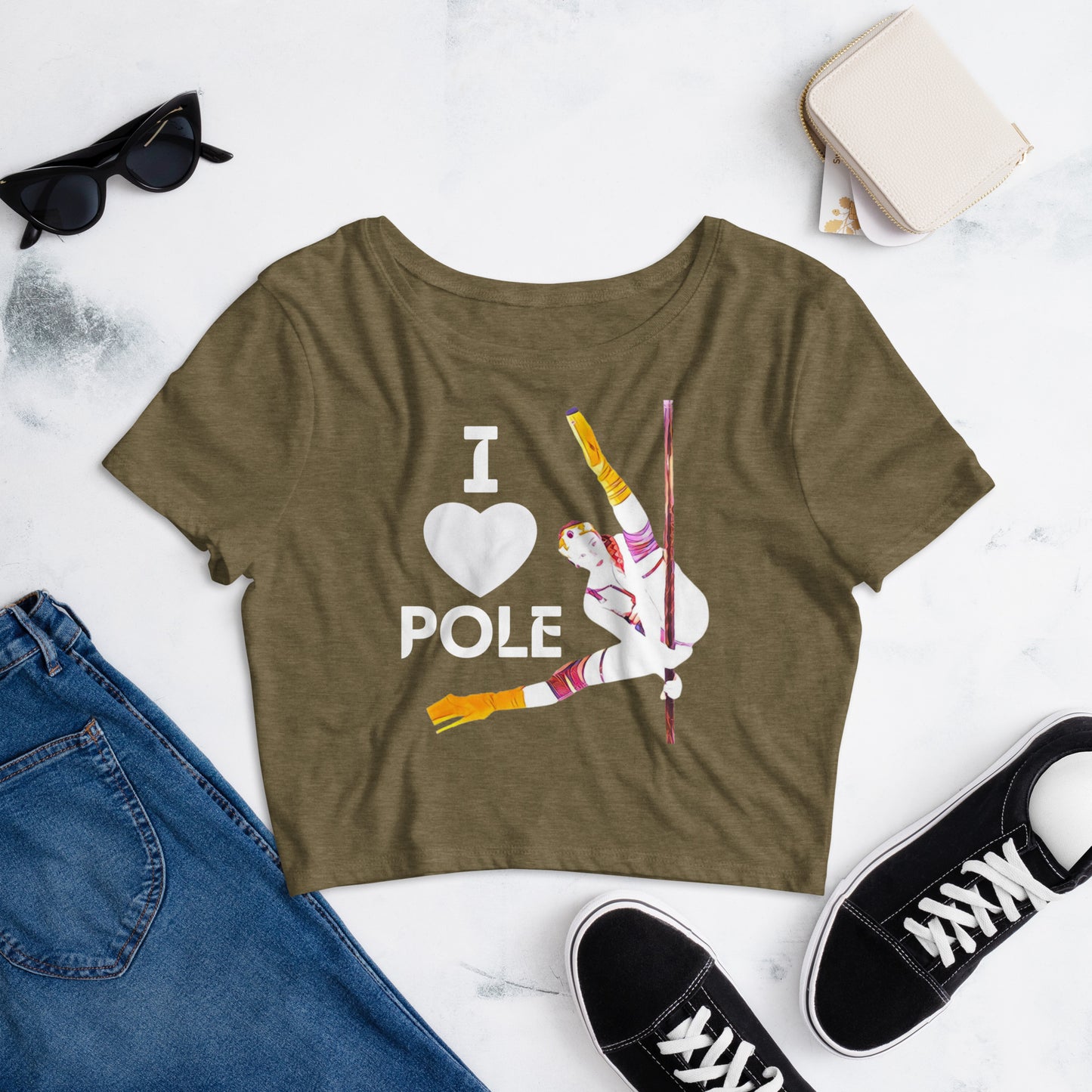 I Heart Pole Crop Tee